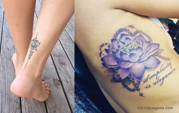 Tatuagem de flor de lótus azul