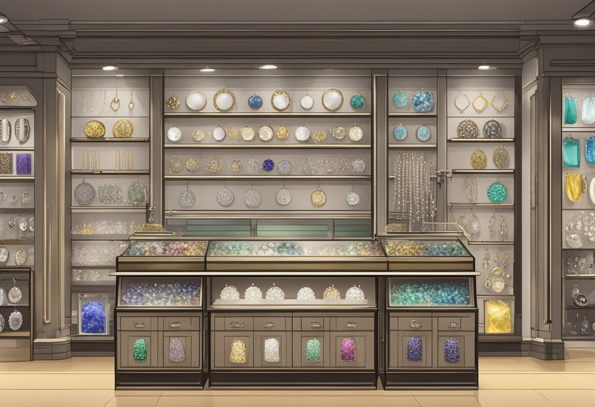 Comprar Piercing Curitiba: As Melhores Opções de Lojas e Estúdios Uma vitrine de vários materiais e joias de piercings em uma loja em Curitiba, Brasil