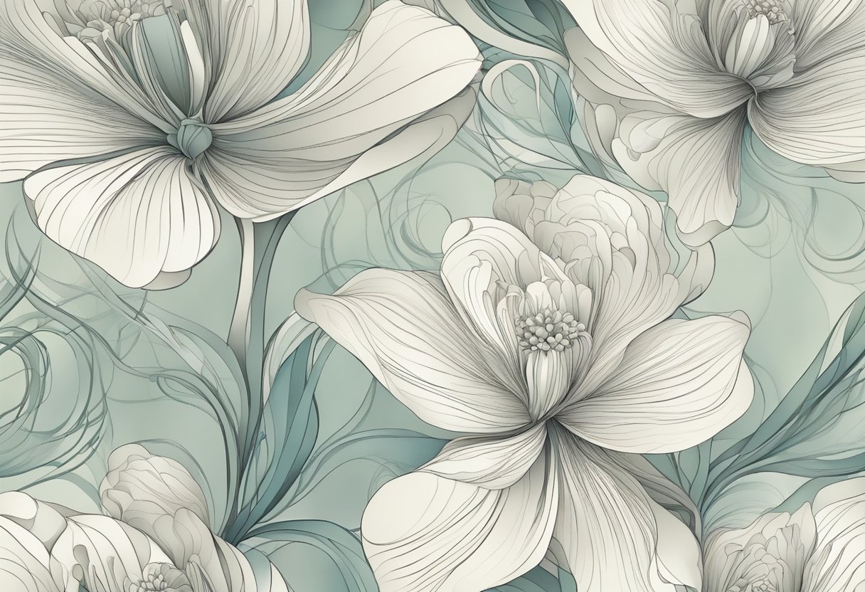 Tattoo Delicada: Ideias e Cuidados Essenciais Uma flor delicada florescendo de uma videira sinuosa, cercada por linhas suaves e onduladas e sombreamento sutil