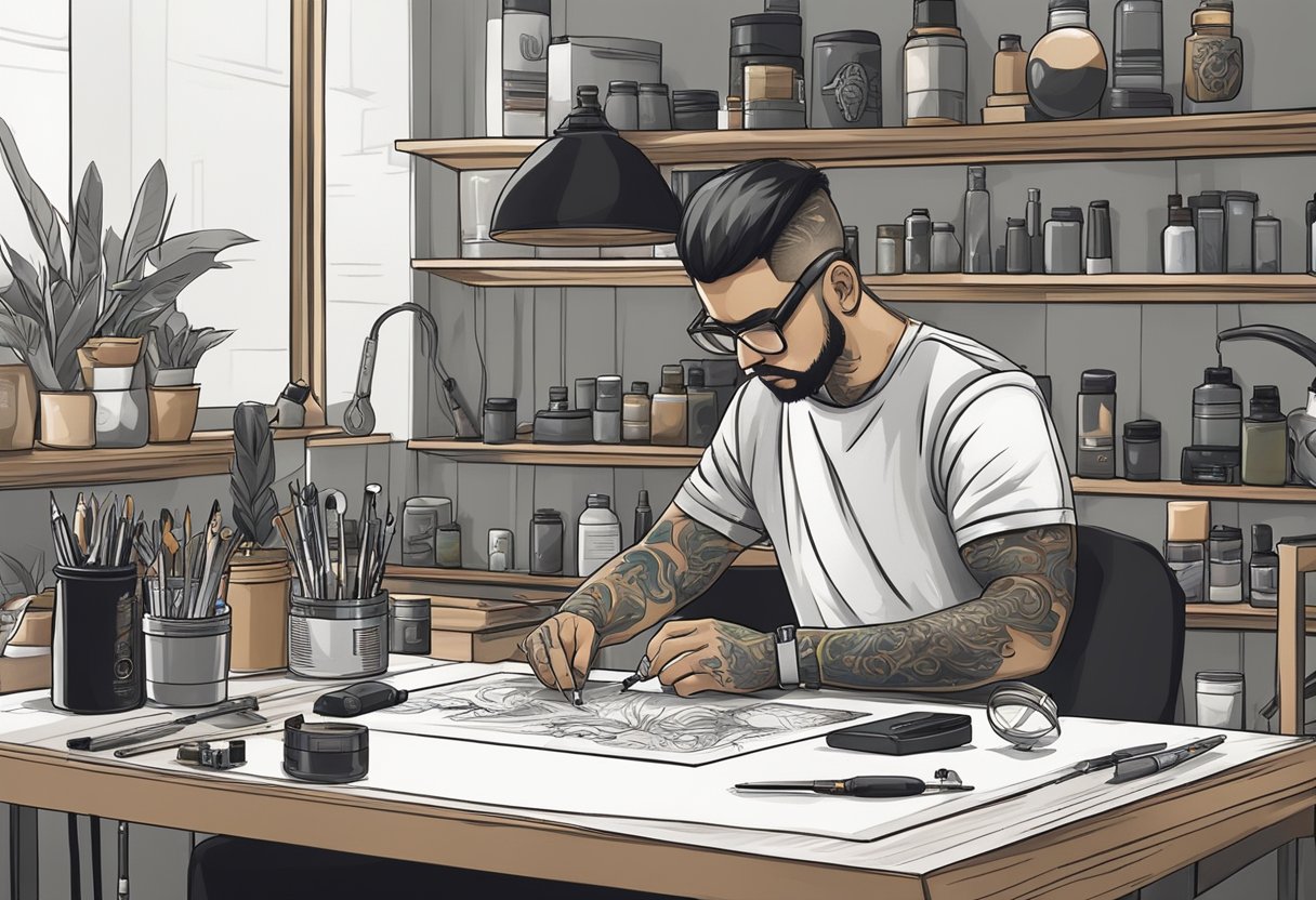 Tatuadores Curitiba Traço Fino: Os Melhores Artistas para Tattoos Detalhadas Um tatuador em Curitiba prepara cuidadosamente seu equipamento para uma tatuagem de linha fina, organizando as ferramentas e a tinta em um espaço de trabalho limpo e organizado.