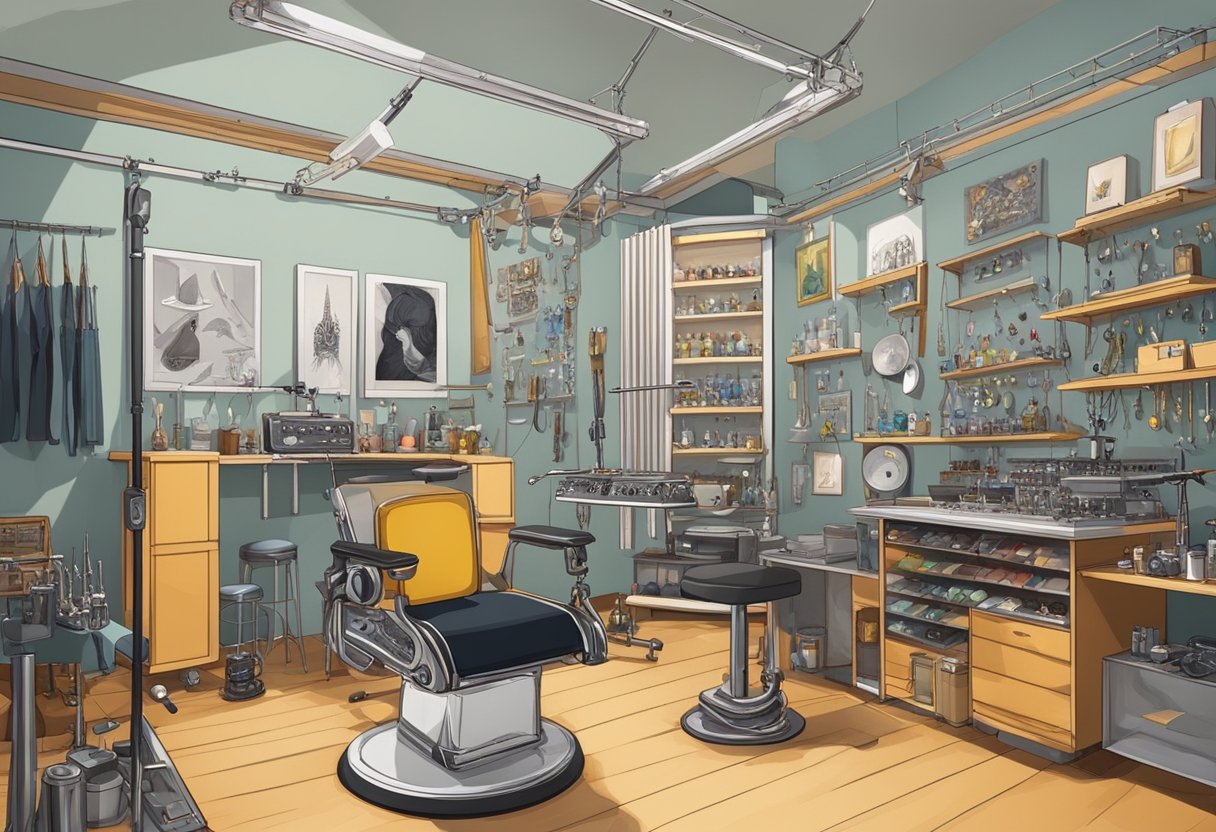 Studio de Piercing Centro: Guia Completo de Procedimentos e Cuidados Um estúdio com vários tipos de piercings expostos, feitos de diferentes materiais, em uma localização central