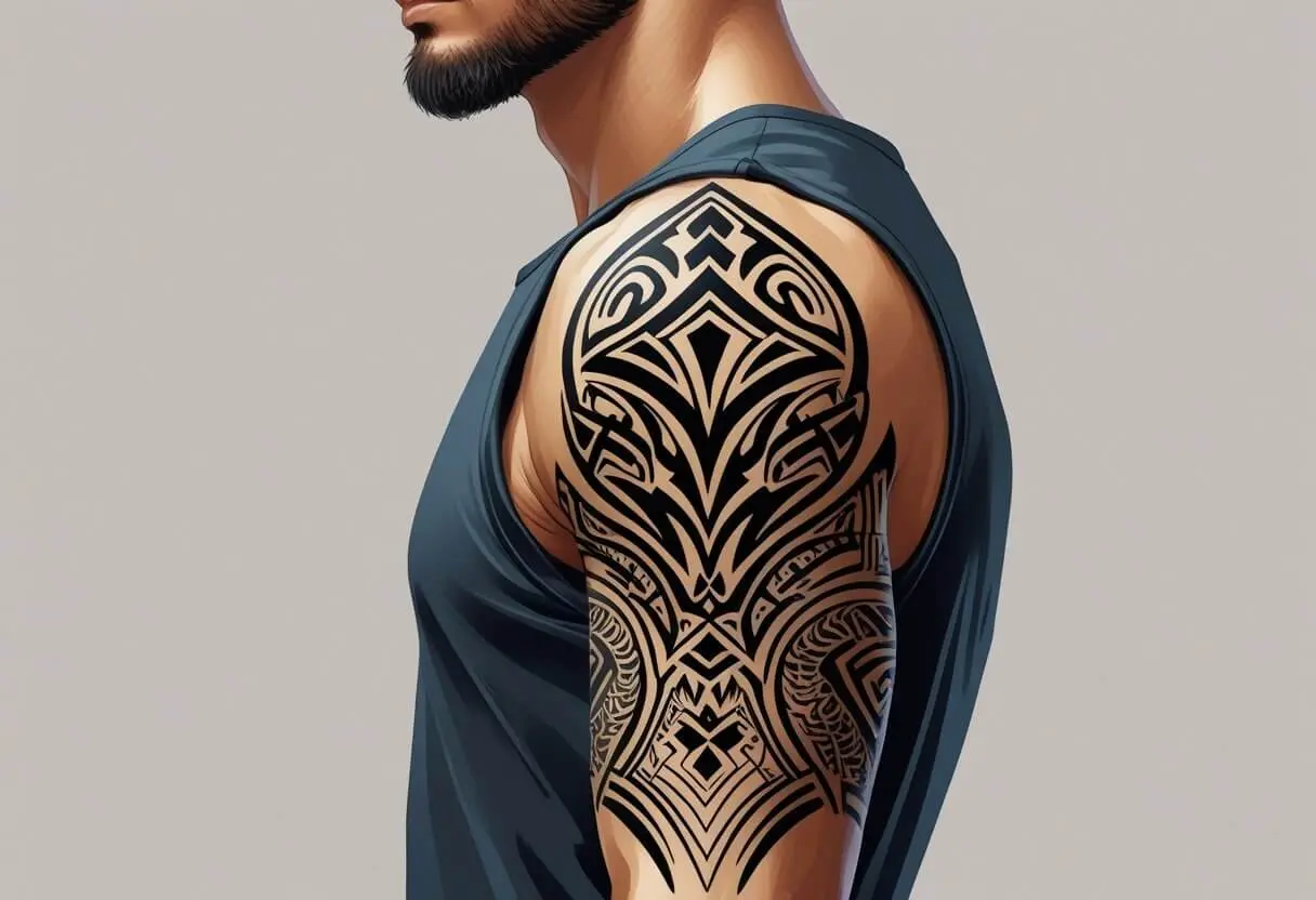 tatuagem tribal no braço masculino