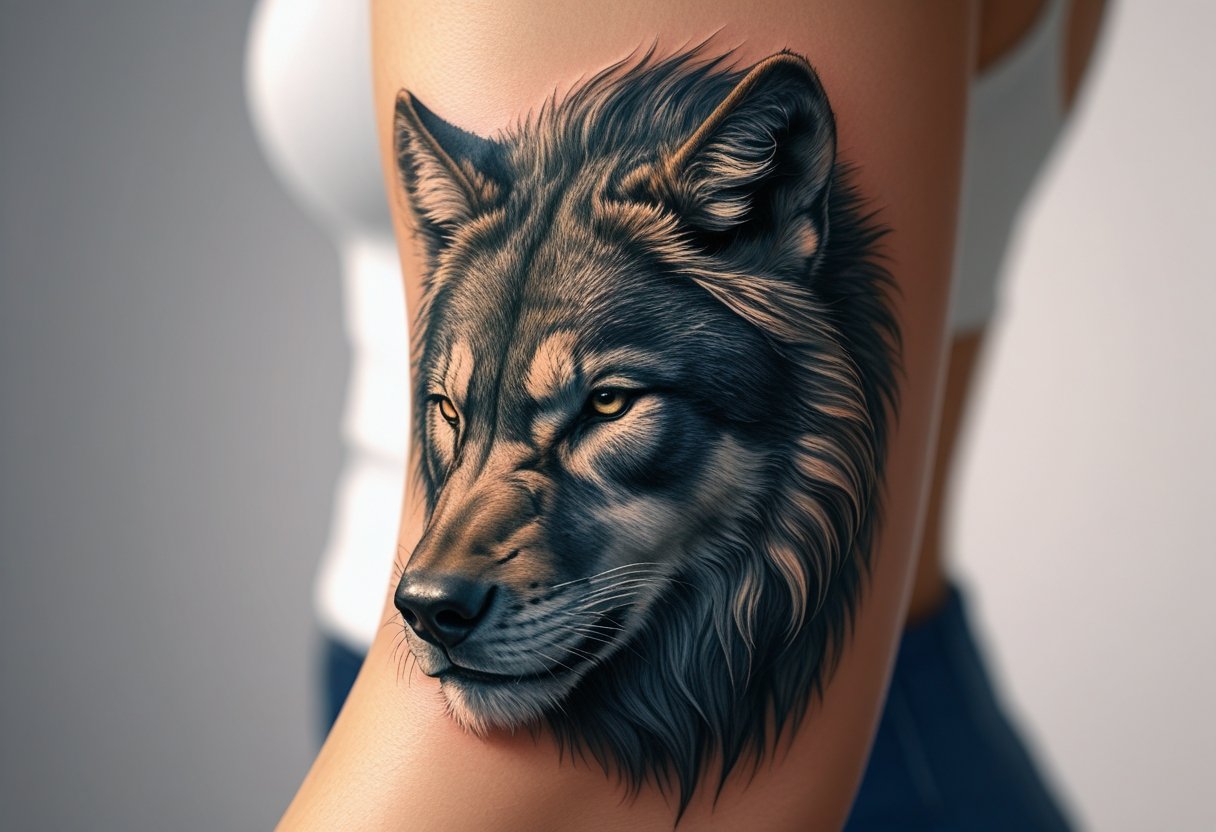 realistic tattoo: Guia Completo Para Estilo, Técnicas e Inspirações Braço com uma tatuagem detalhada de um animal realista, mostrando a pele e o desenho em alta definição.